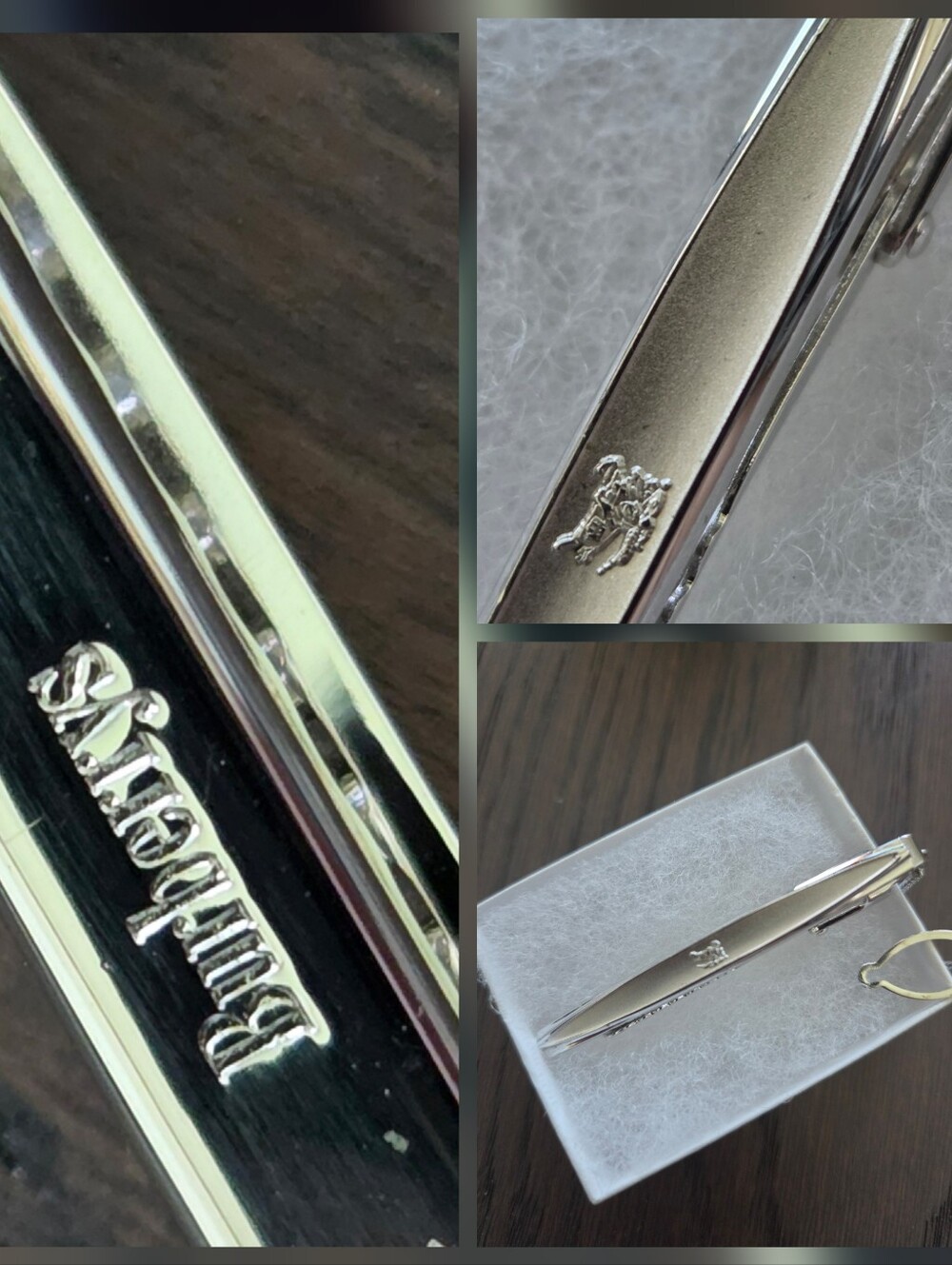 Vintage Burberrys Tie Clip with Safety Chain